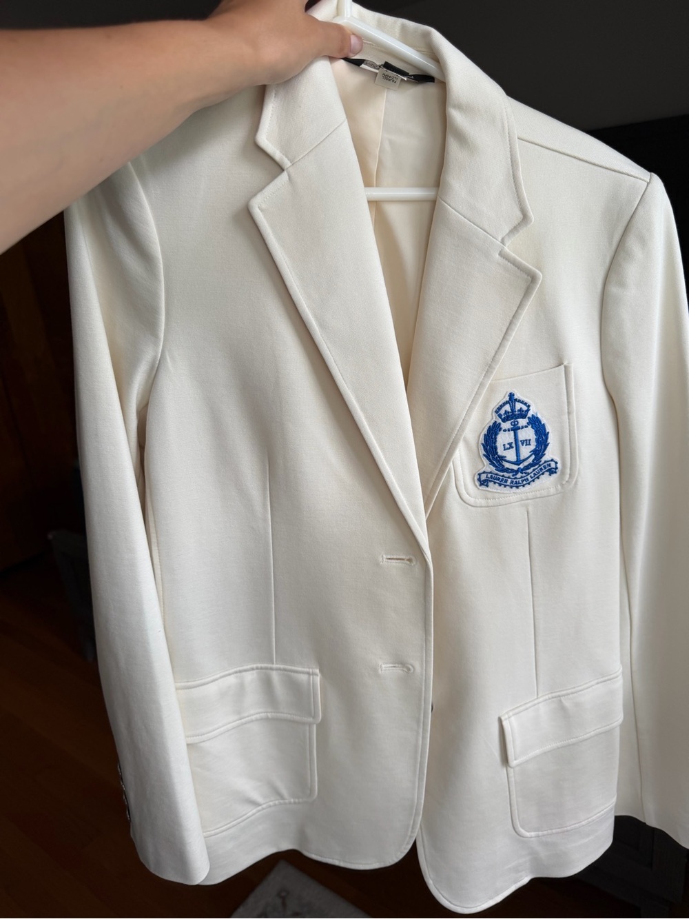 Ralph Lauren Cream Blazer with Blue Embroidered Crest, never used